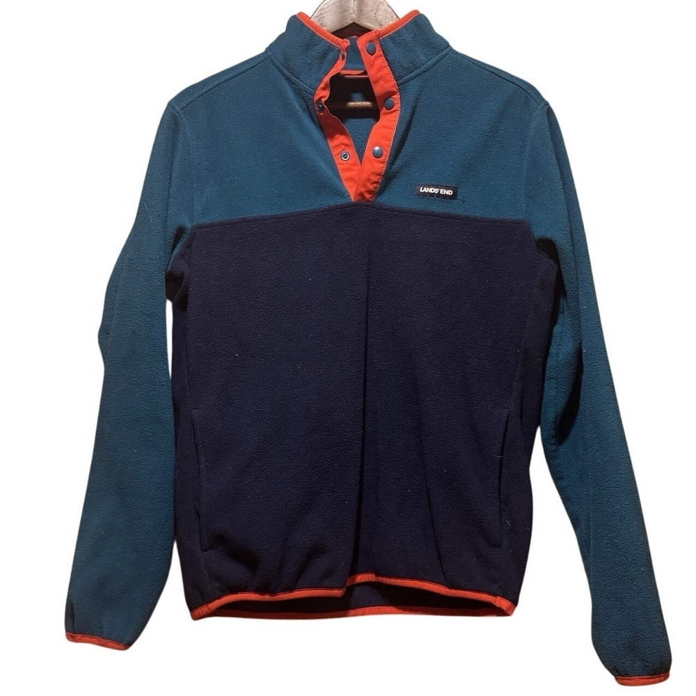 Lands End Men's Long Sleeve Polar Warm Fleece Snap Neck Pullover Small